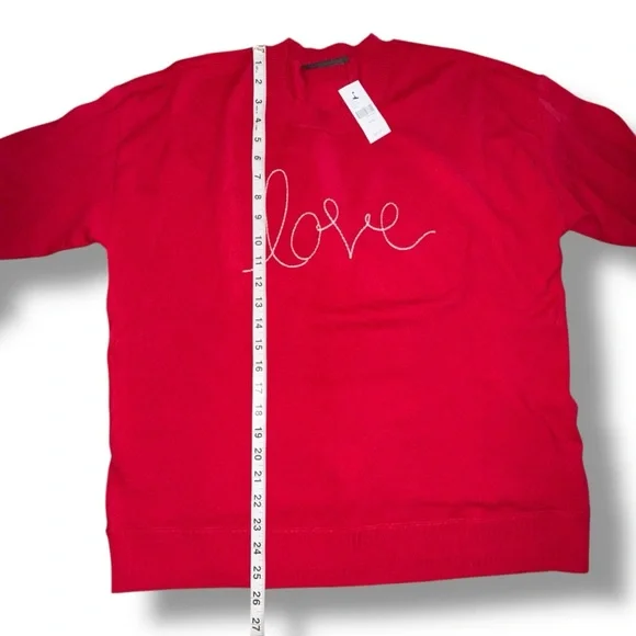 NWT LANE BRYANT Embroidered Crew-Neck Sweater Top - “LOVE” Red 14/16 - Picture 11 of 11